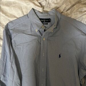 Ralph Lauren Men's Light Blue Plaid Shirt 16 1/2 x 36/37